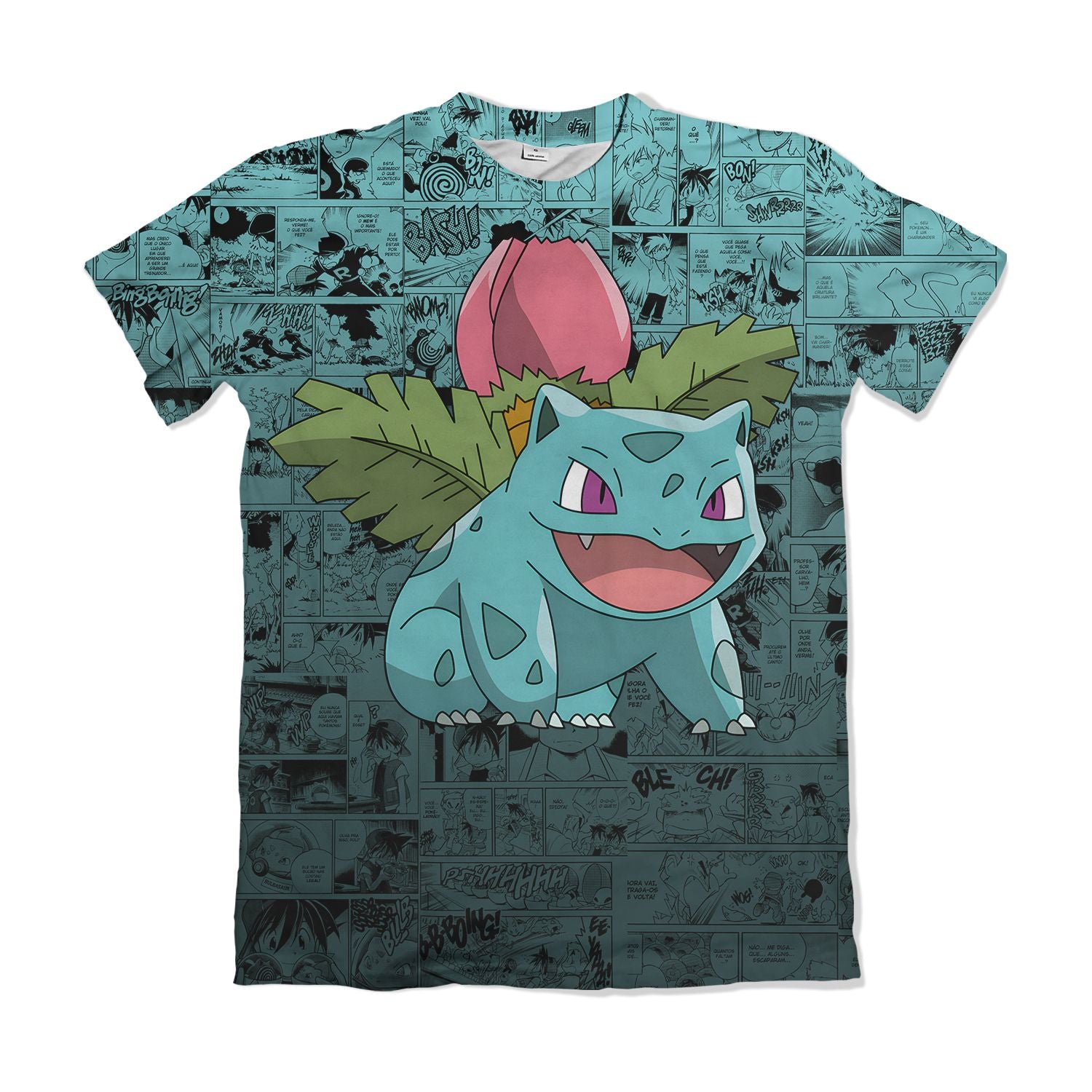 Camiseta Pokémon Ivyssauro, Mangá Verde Dry-Fit Premium Unissex