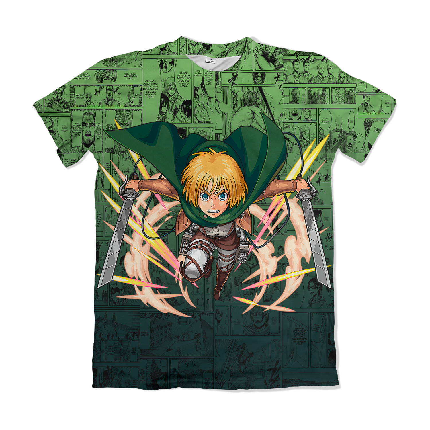 Camiseta Attack On Titan Armin Arlett Verde – Dry-Fit Premium Unissex | Swit Store