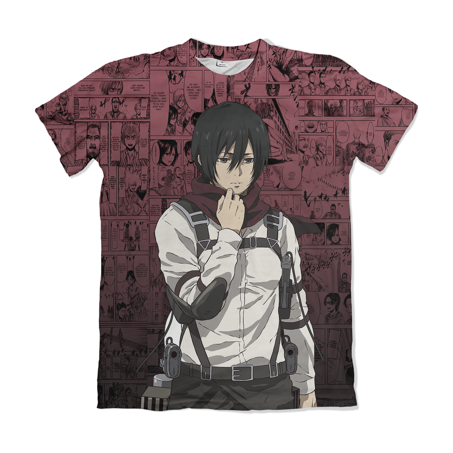 Camiseta Attack on Titan - Mikasa Ackerman - Vermelho