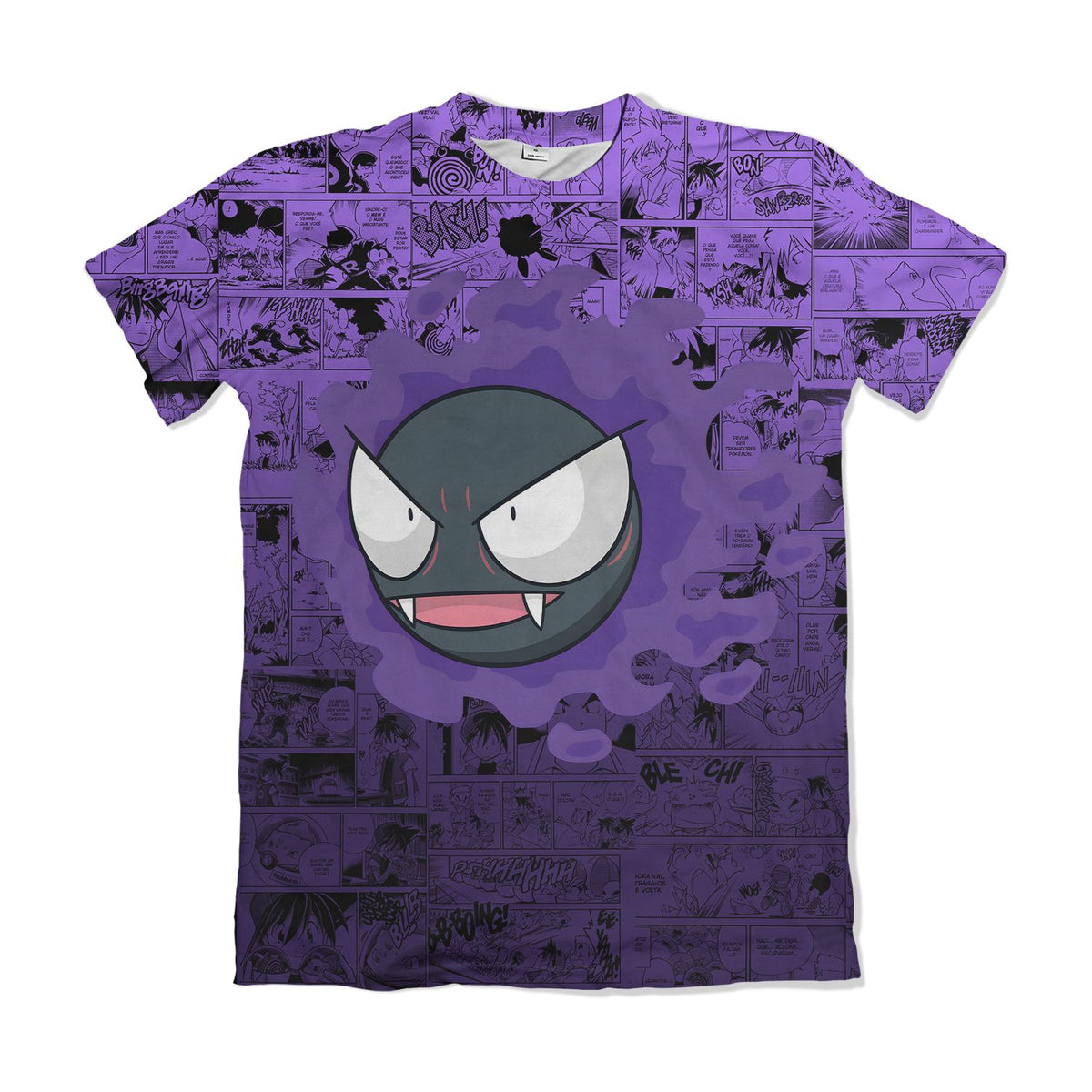 Camiseta Pokémon Gastly, Mangá Roxo Dry-Fit Premium Unissex