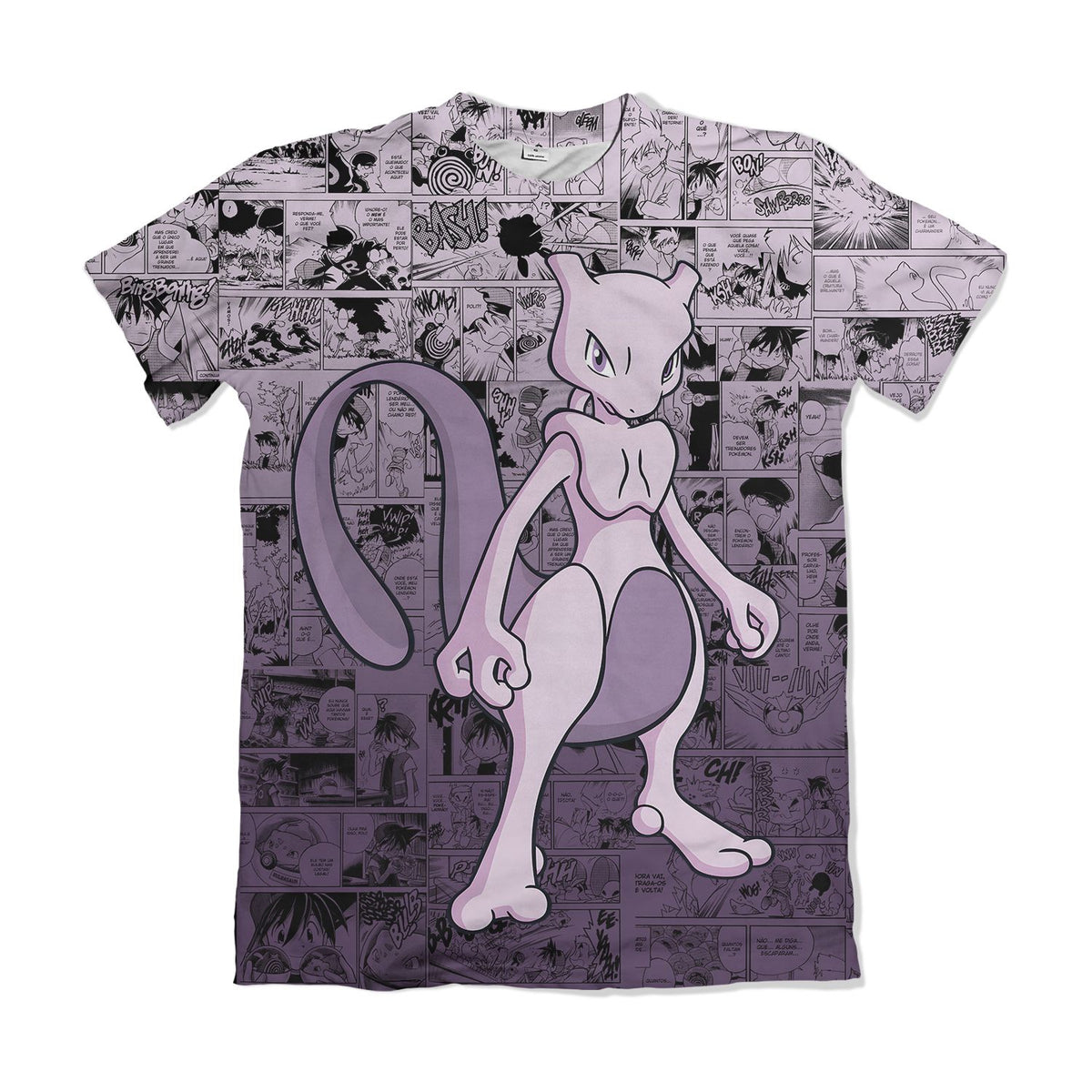 Camiseta Pokémon Mewtwo, Mangá Roxo Dry-Fit Premium Unissex