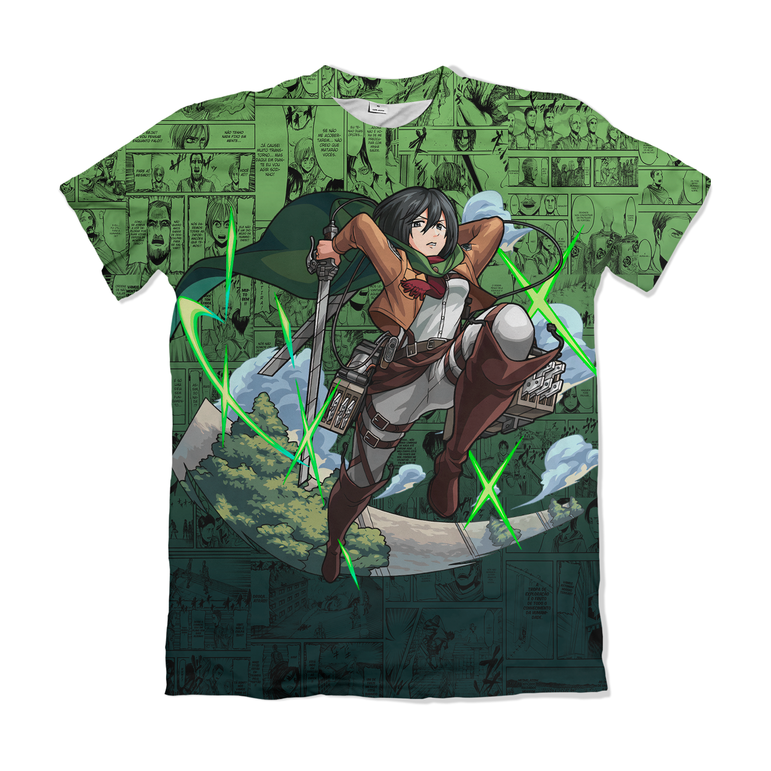 Camiseta Attack on Titan - Mikasa Ackerman - Verde