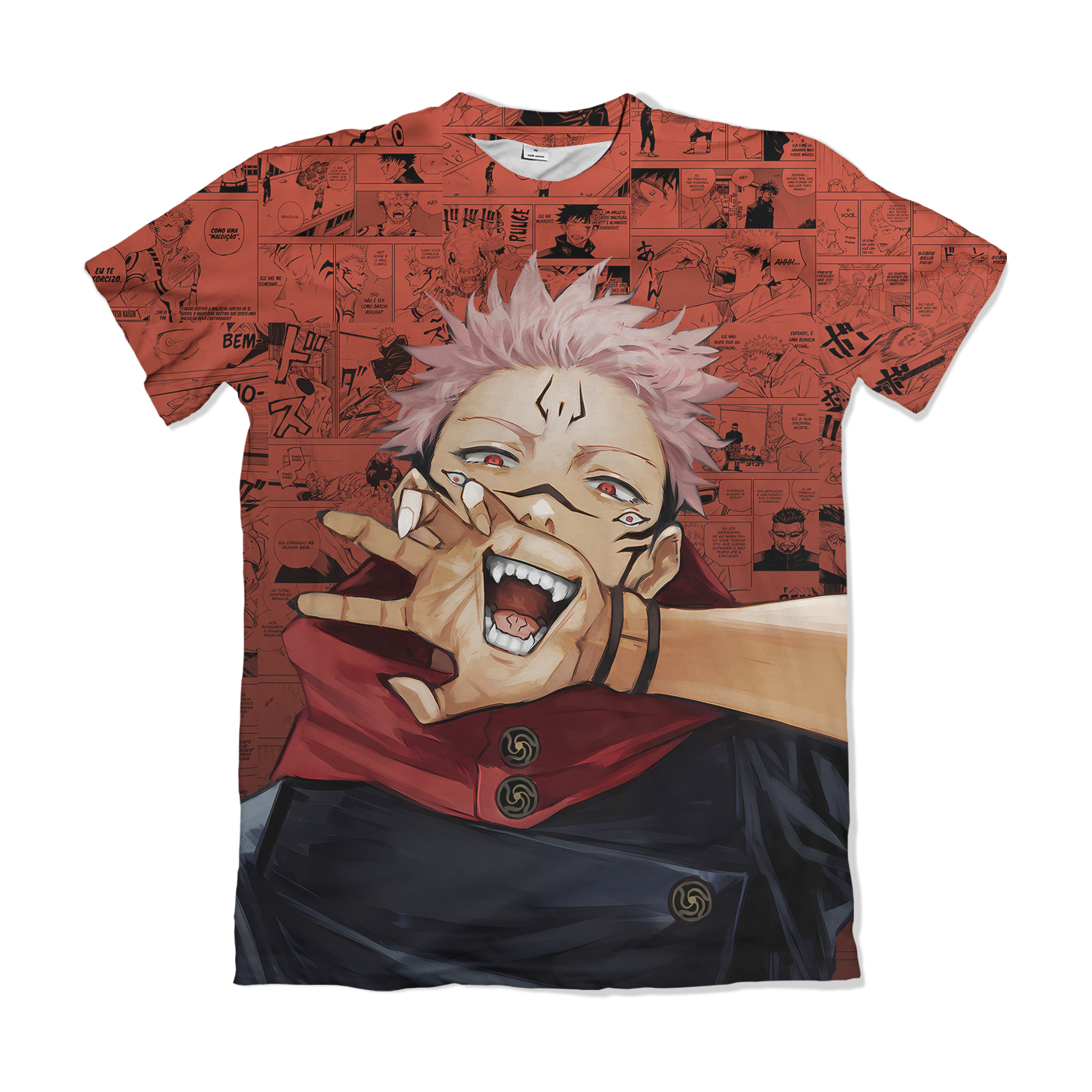 Camiseta Jujutsu Kaizen Itadori Yuji Boca Sukuna Pose Vermelho – Dry-Fit Premium Unissex | Swit Store