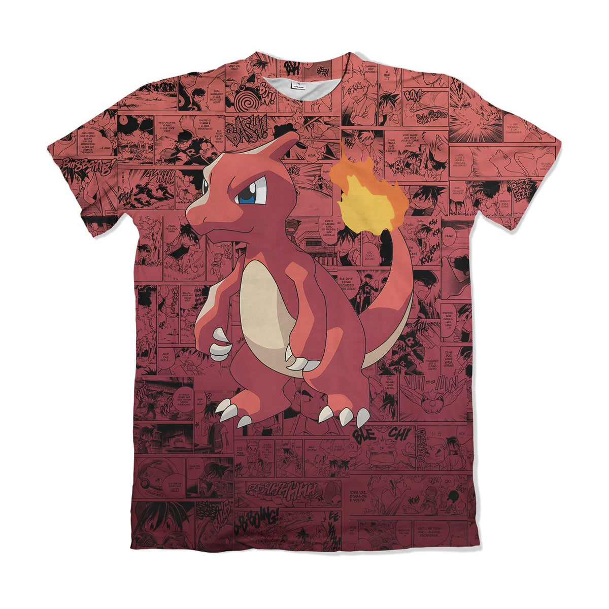 Camiseta Pokémon Charmeleon, Mangá Vermelho Dry-Fit Premium Unissex