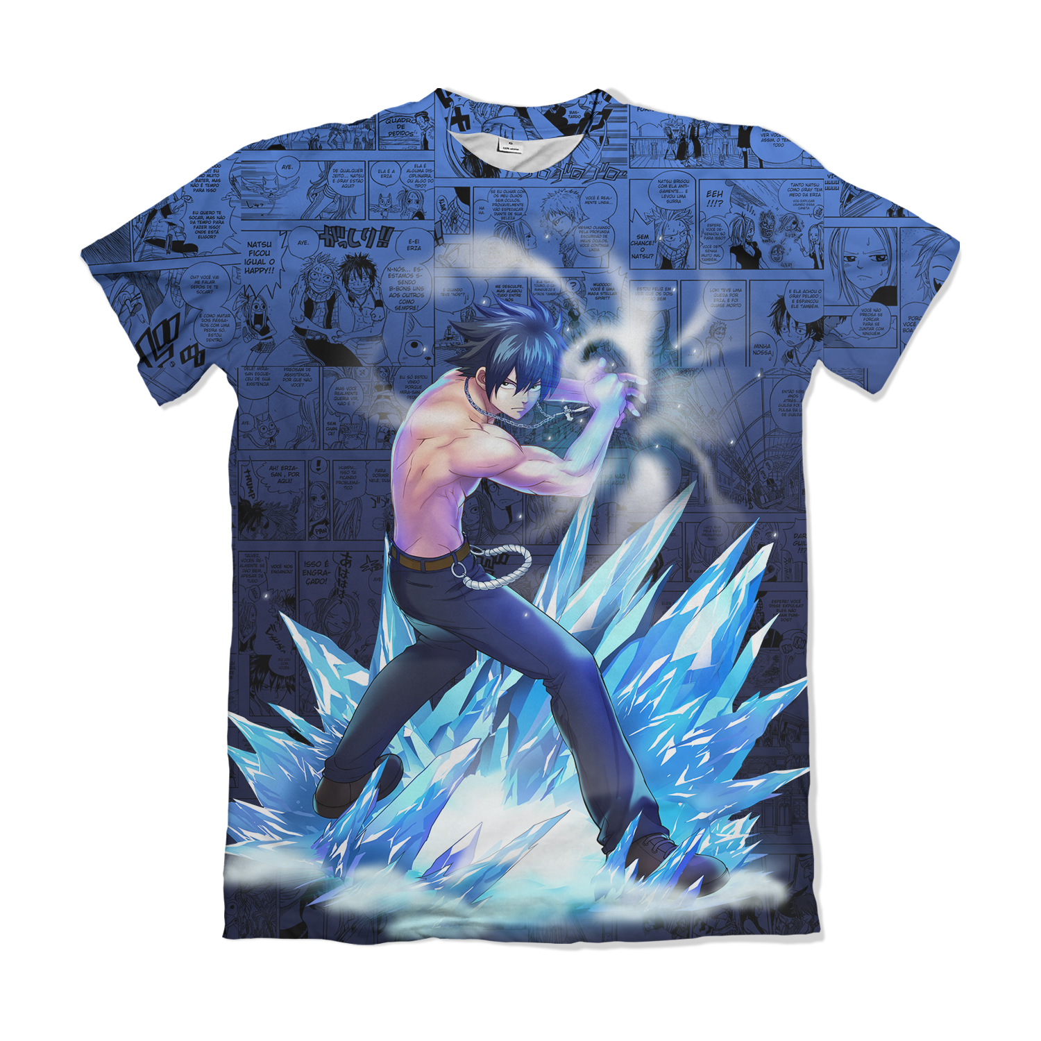 Camiseta Fairy Tail Gray Fullbuster Ataque Gelo Azul – Dry-Fit Premium Unissex | Swit Store