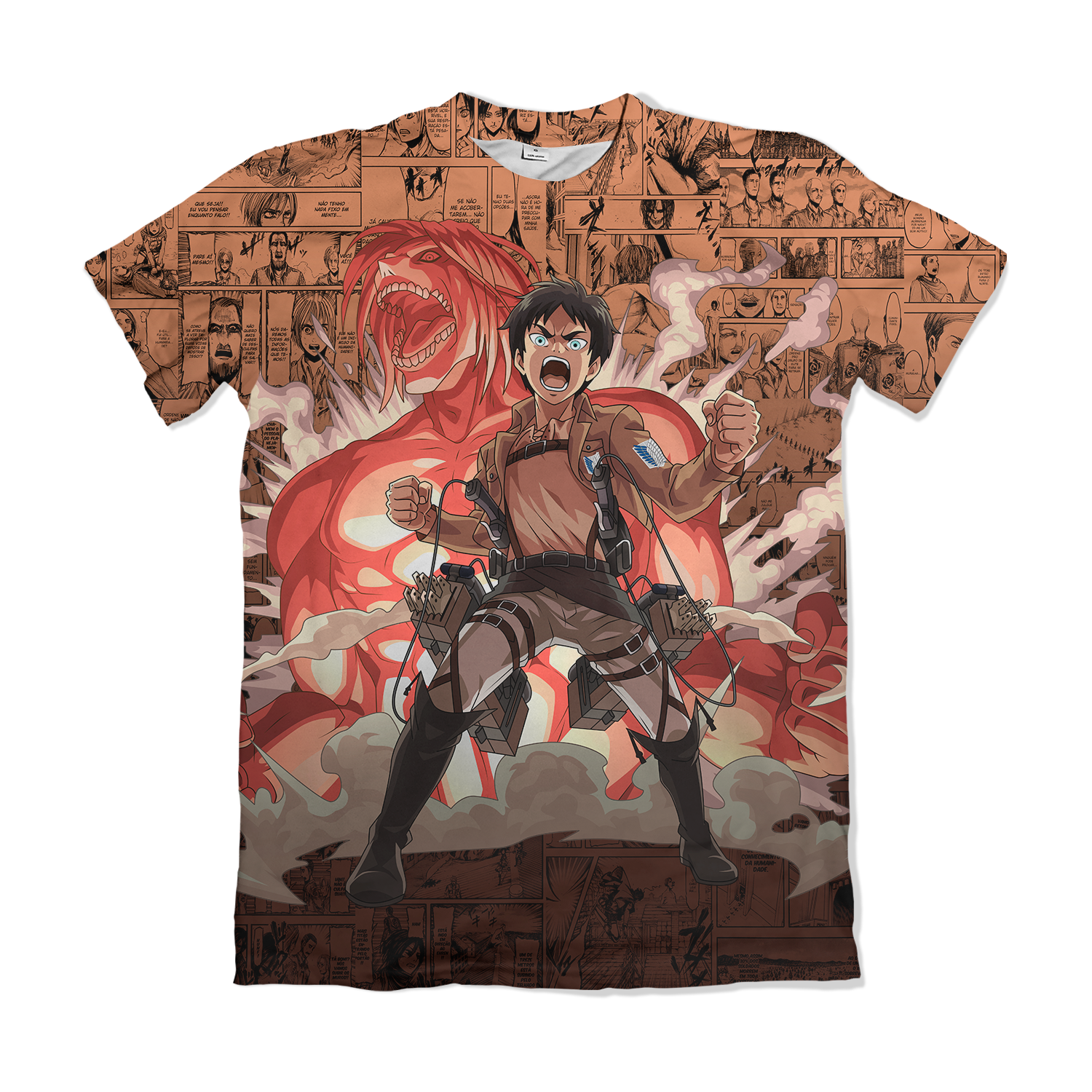 Camiseta Attack on Titan - Eren Yeager Transformação - Vermelho