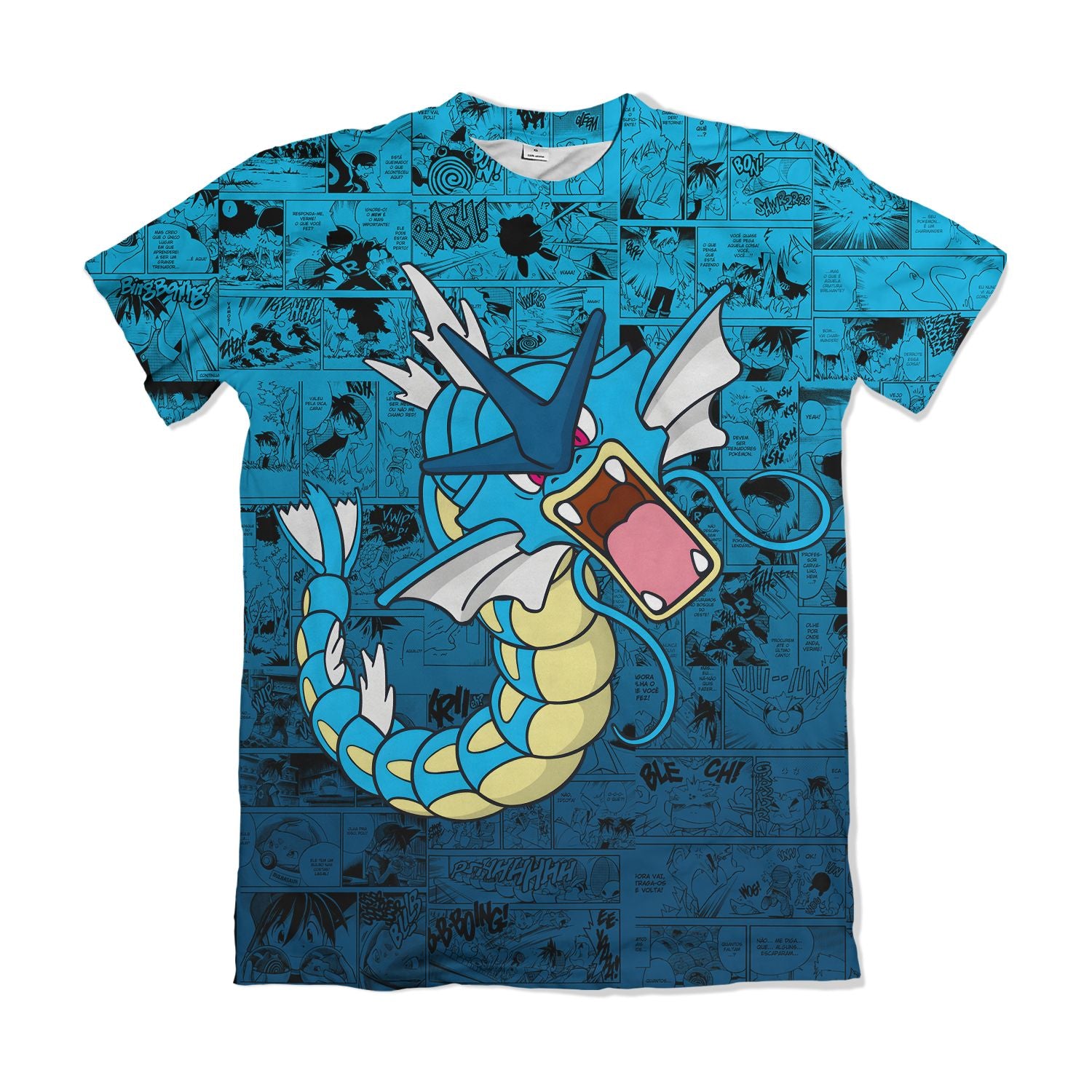Camiseta Pokémon Gyarados, Mangá Azul Dry-Fit Premium Unissex