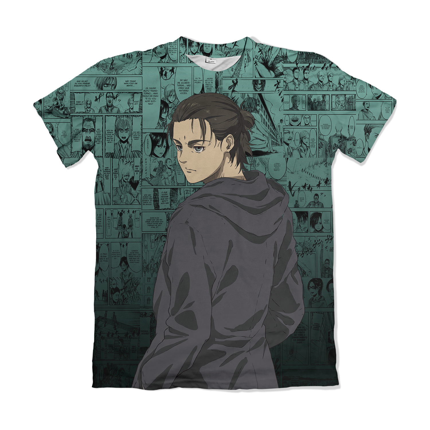 Camiseta Attack On Titan Eren Yeager Verde Claro – Dry-Fit Premium Unissex | Swit Store
