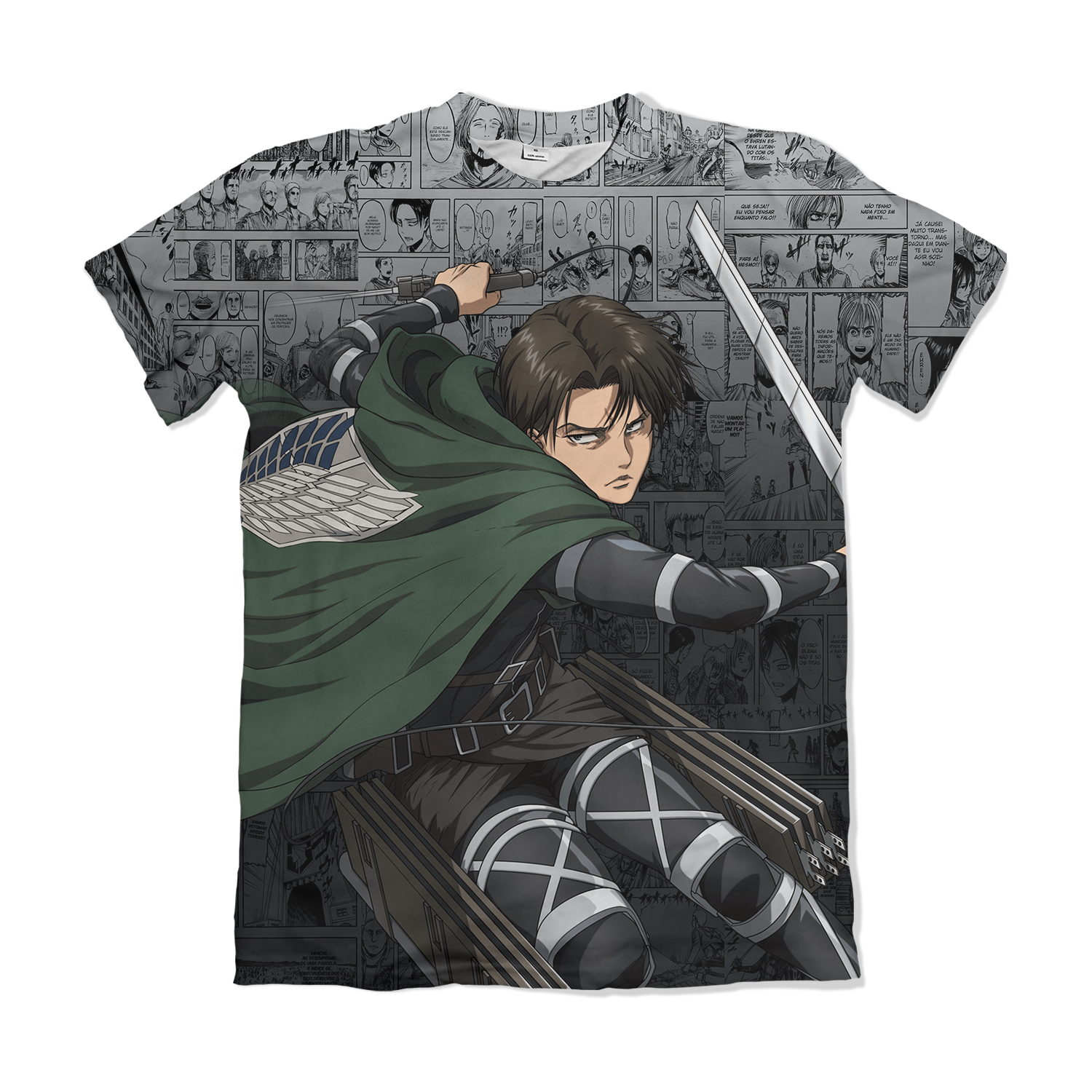 Camiseta Attack On Titan Levi Ackerman Prata – Dry-Fit Premium Unissex | Swit Store