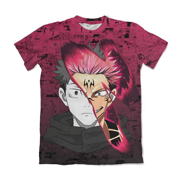 Camiseta Jujutsu Kaisen Itadori Yuji Sukuna Transformação Vermelha Dry-Fit Premium Unissex