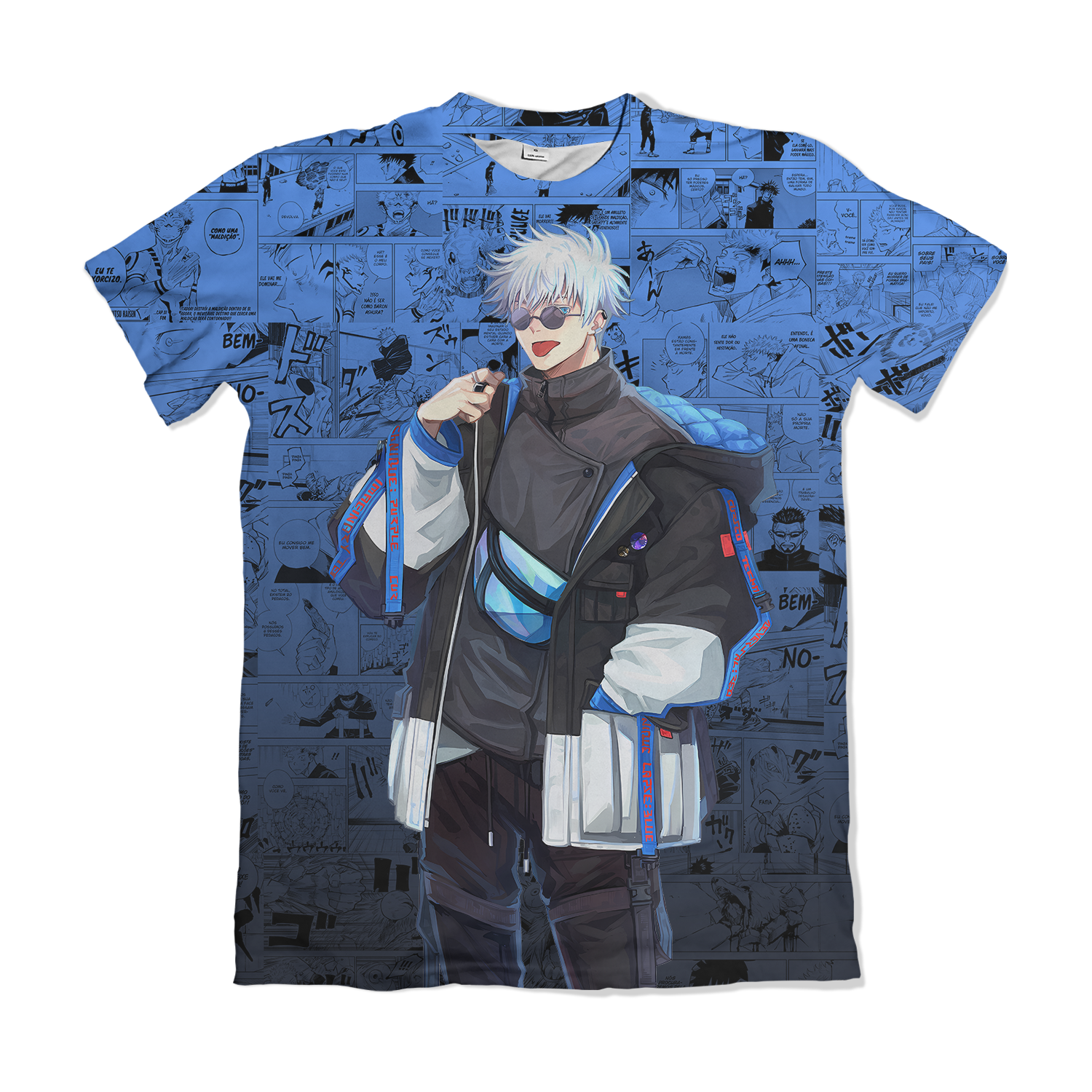 Camiseta Jujutsu Kaizen Satoru Gojo Streetwear Azul – Dry-Fit Premium Unissex | Swit Store