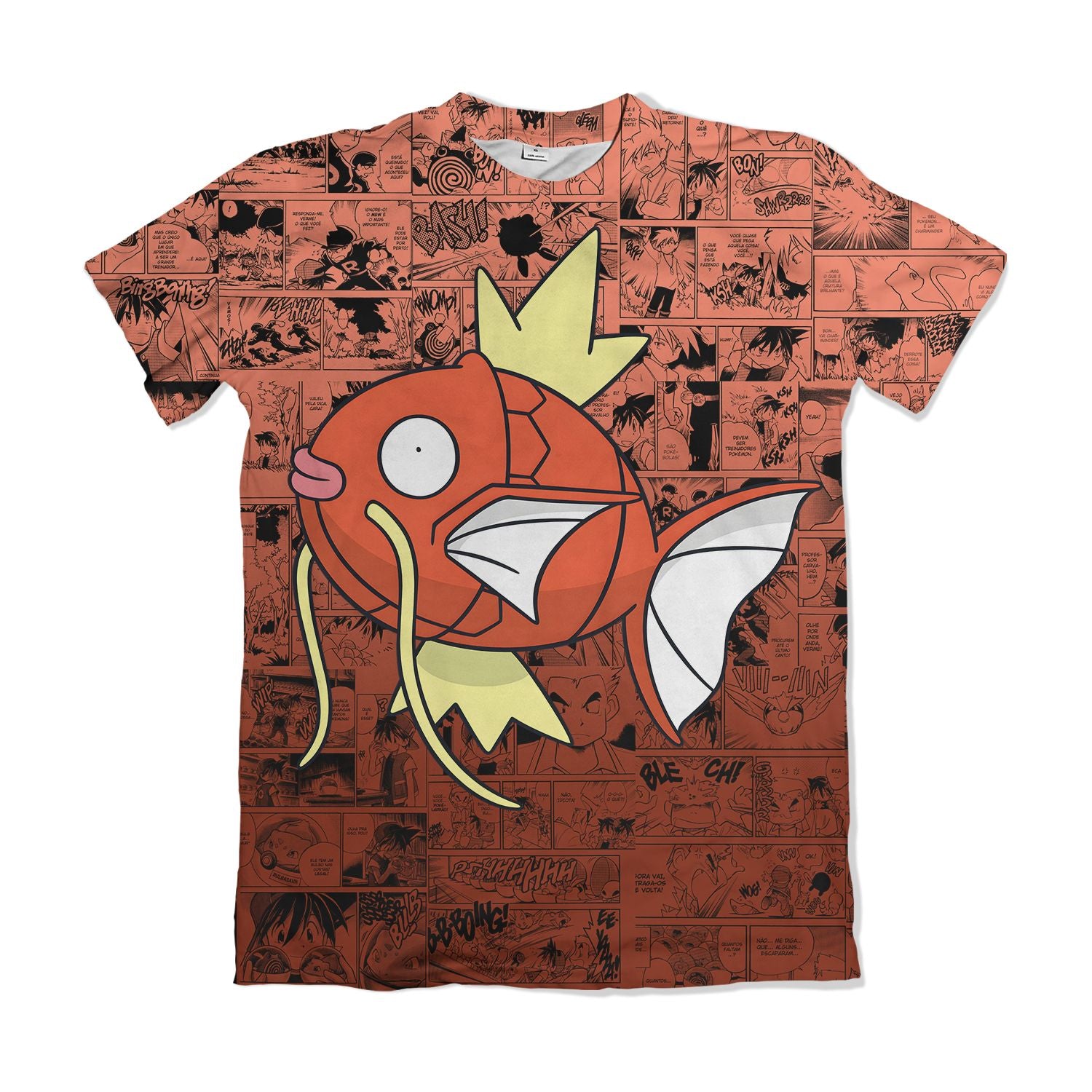 Camiseta Pokémon Magikarp, Mangá Laranja Dry-Fit Premium Unissex