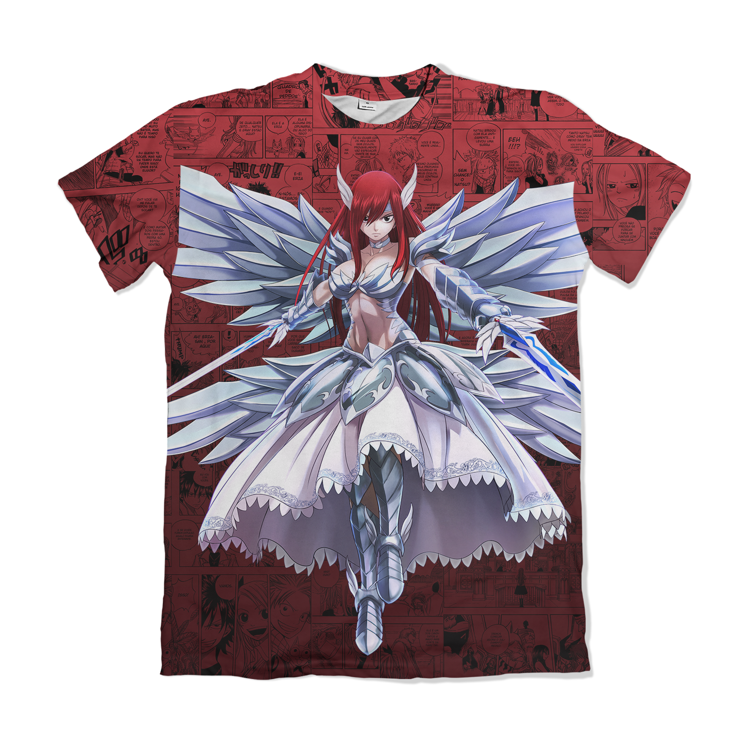 Camiseta Fairy Tail Erza Scarlet Transformada Vermelho – Dry-Fit Premium Unissex | Swit Store