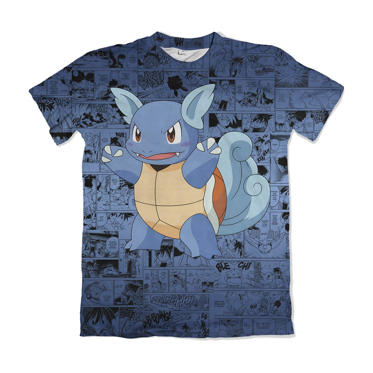 Camiseta Pokémon Wartortle, Mangá Azul Dry-Fit Premium Unissex