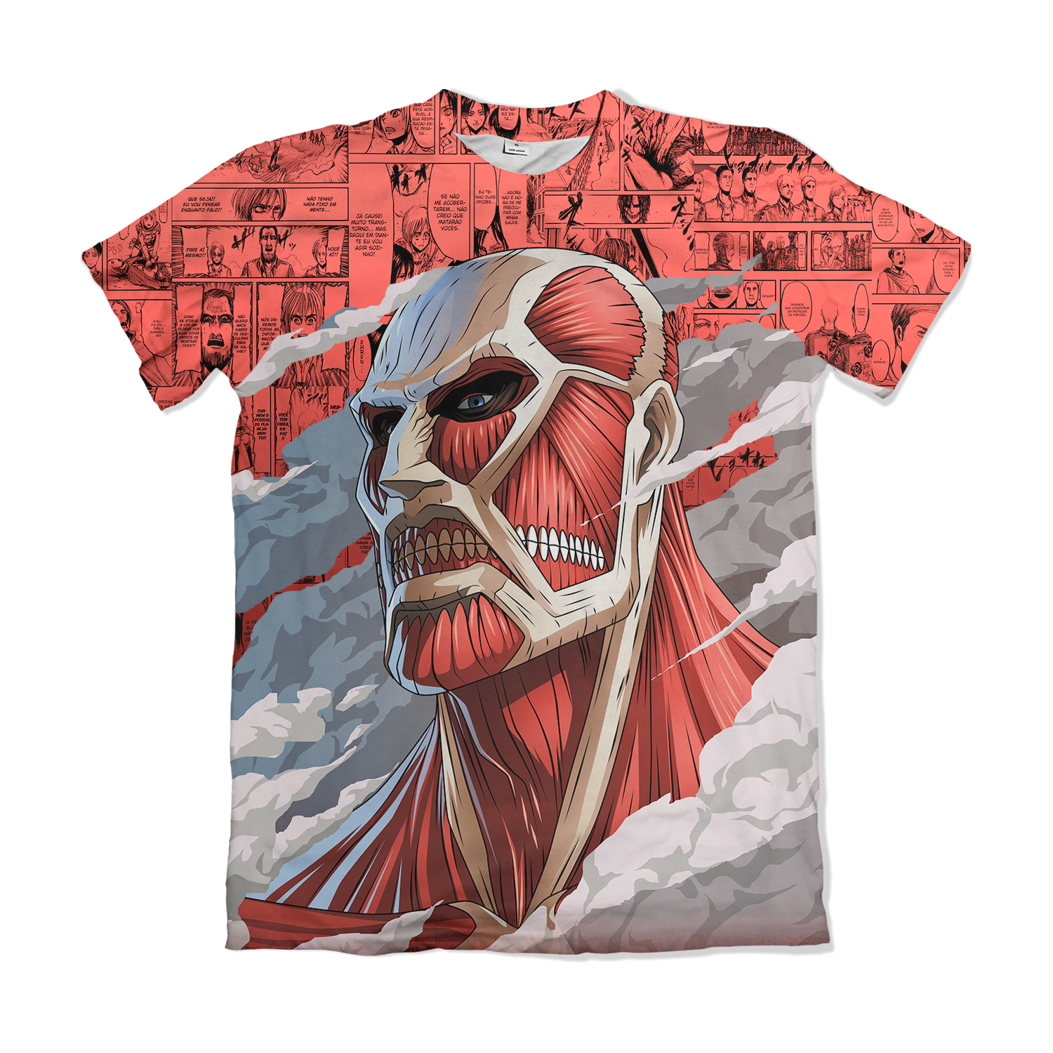 Camiseta Attack on Titan - Titã Colossal - Vermelho