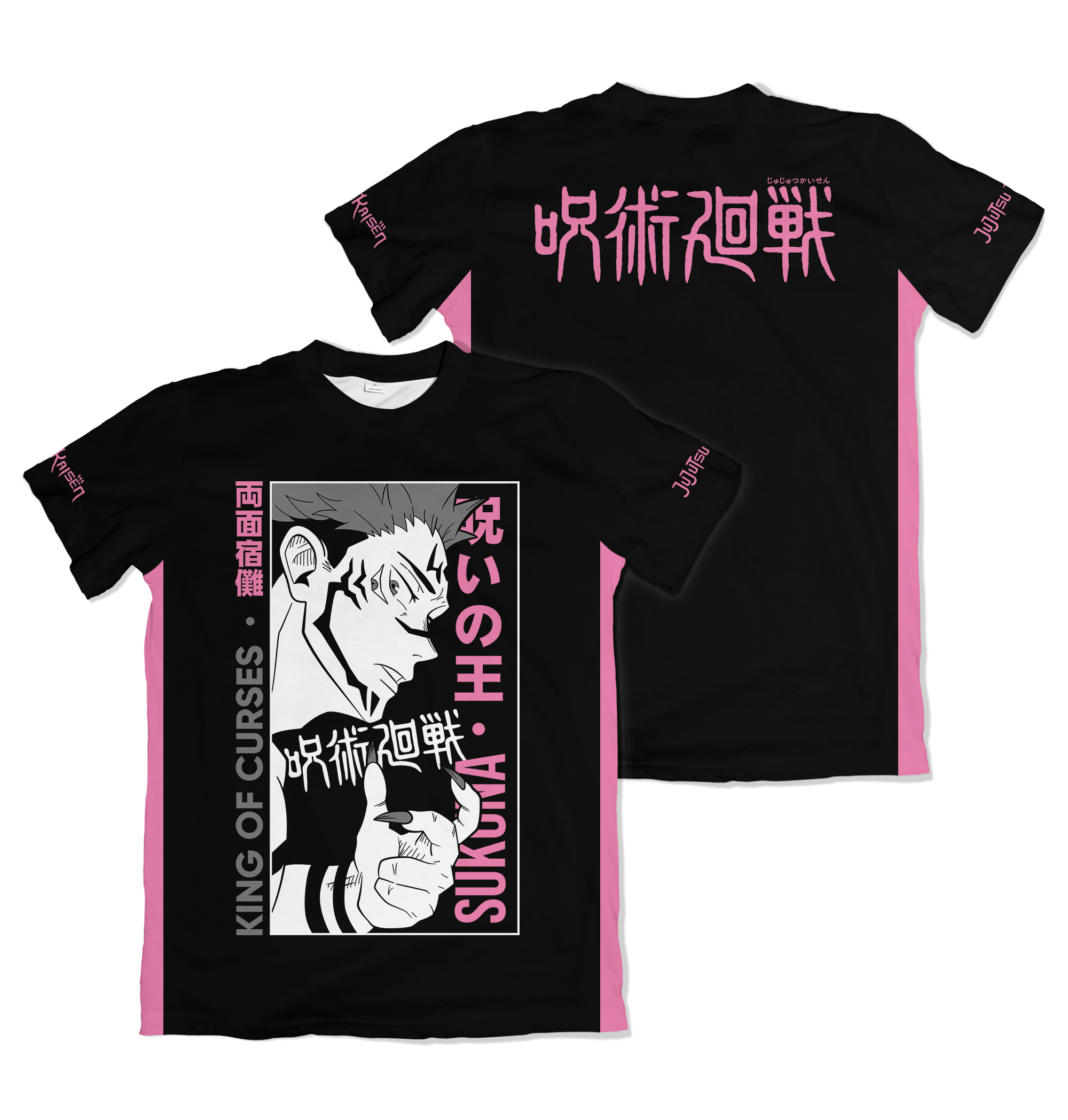 Camisa Jujutsu Kaizen - Sukuna - Camisa Preta Estilizada