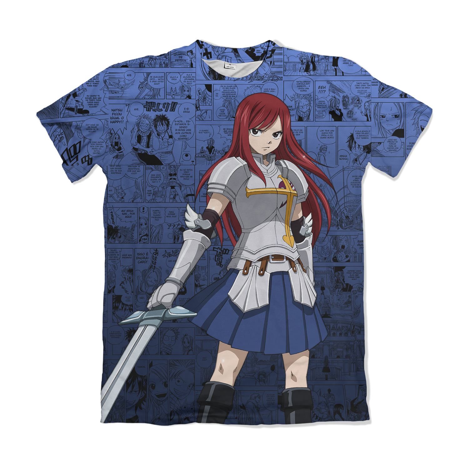 Camiseta Fairy Tail Erza Scarlet Azul – Dry-Fit Premium Unissex | Swit Store