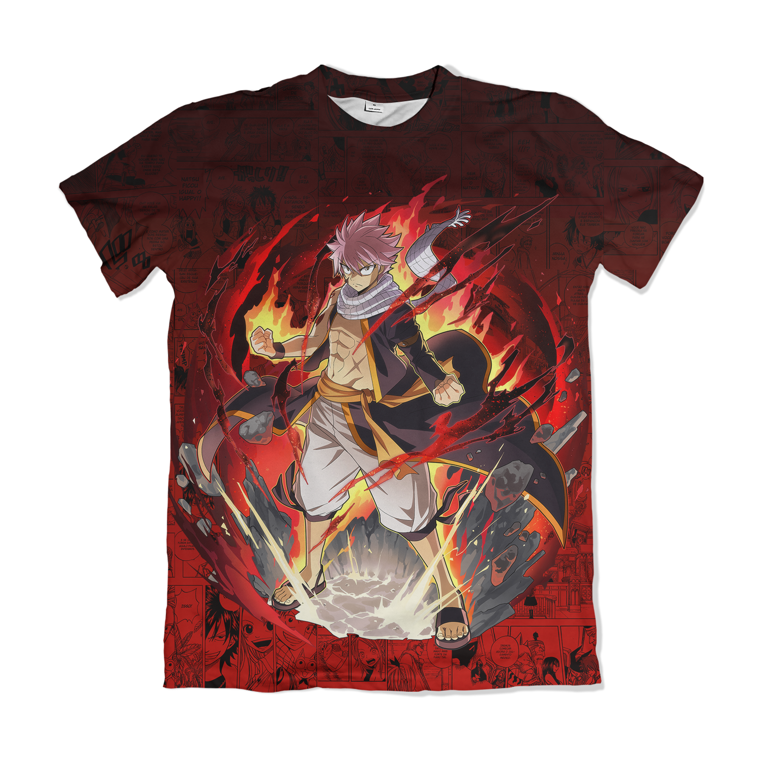 Camiseta Fairy Tail Natsu Dragneel Ataque Vermelho – Dry-Fit Premium Unissex | Swit Store
