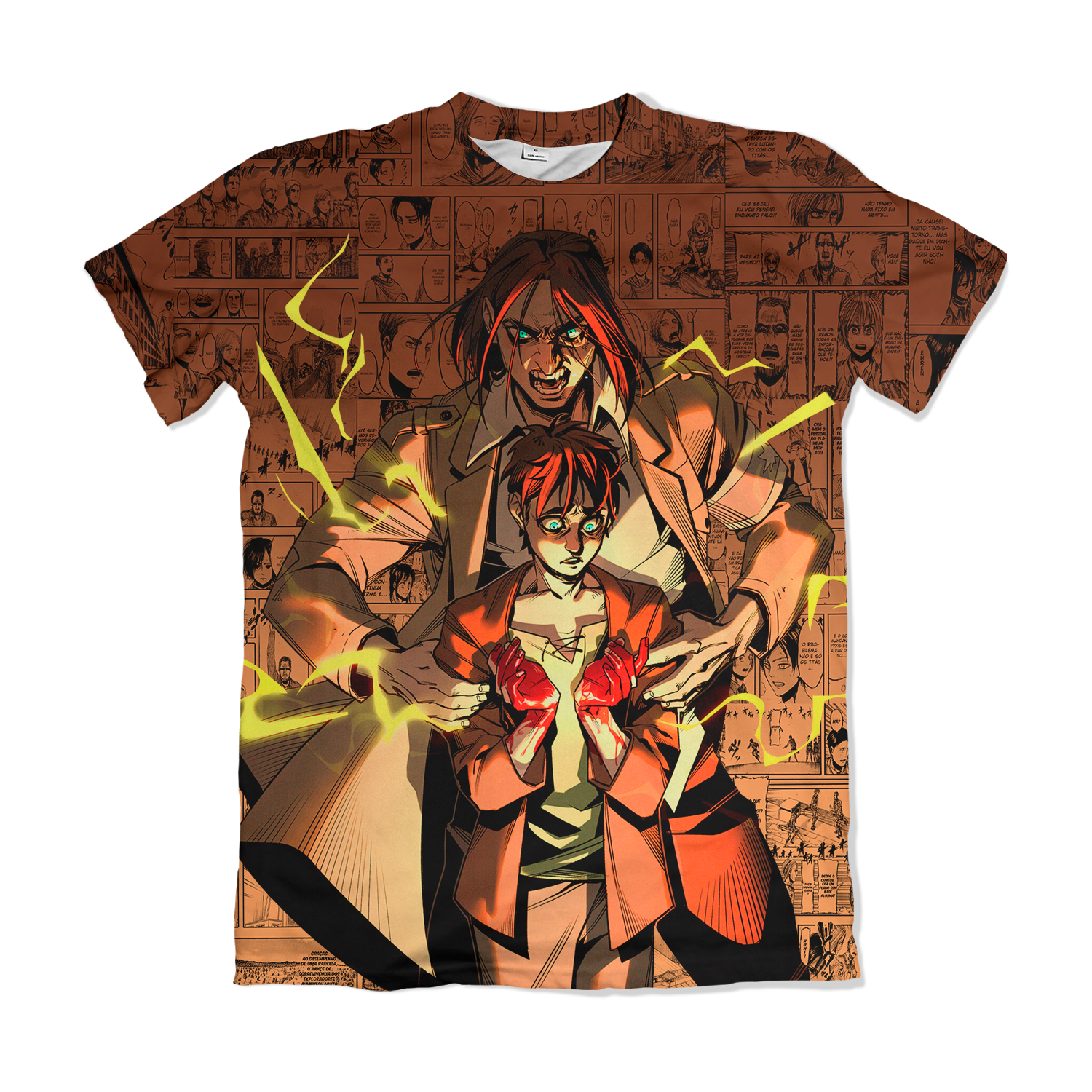 Camiseta Attack on Titan - Eren Yeager Transformação - Amarelo