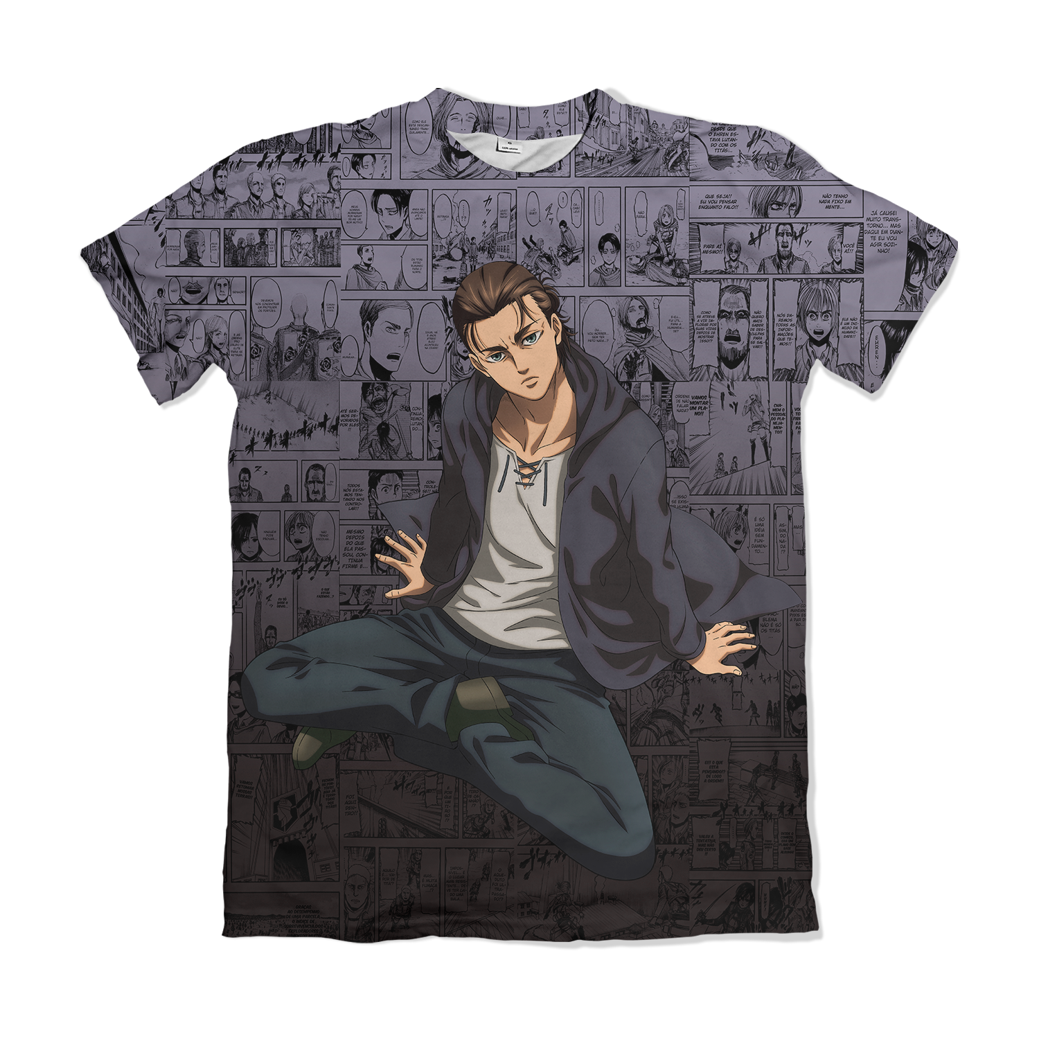 Camiseta Attack on Titan - Eren Yeager Sentado - Azul claro