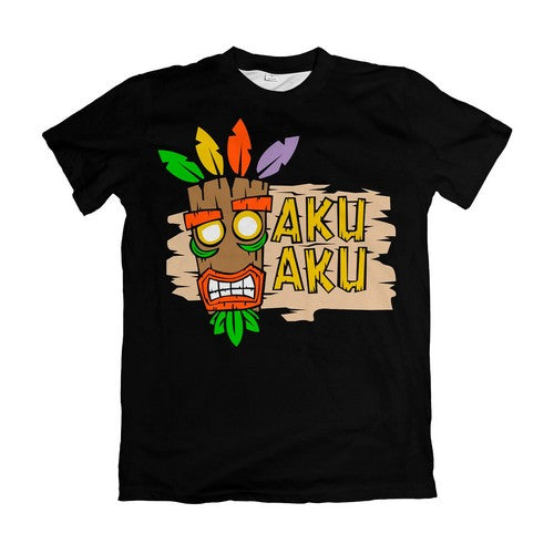 Camiseta Crash Bandicoot Aku Aku Placa de Madeira