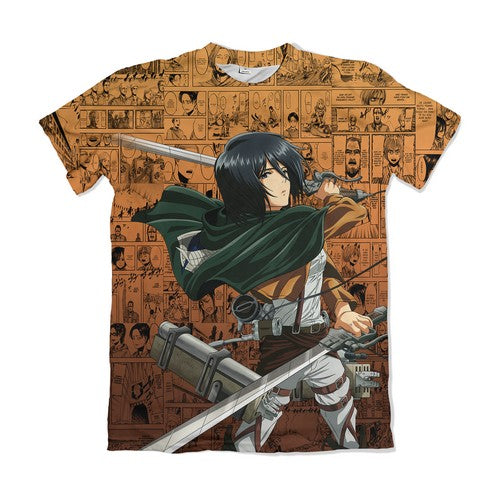 Camiseta Attack On Titan Mikasa Ackerman Amarelo – Dry-Fit Premium Unissex | Swit Store