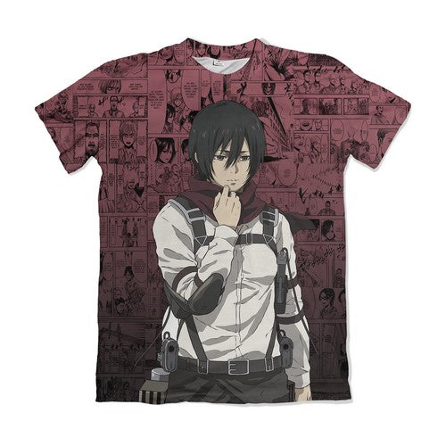 Camiseta Attack On Titan Mikasa Ackerman Vermelho – Dry-Fit Premium Unissex | Swit Store