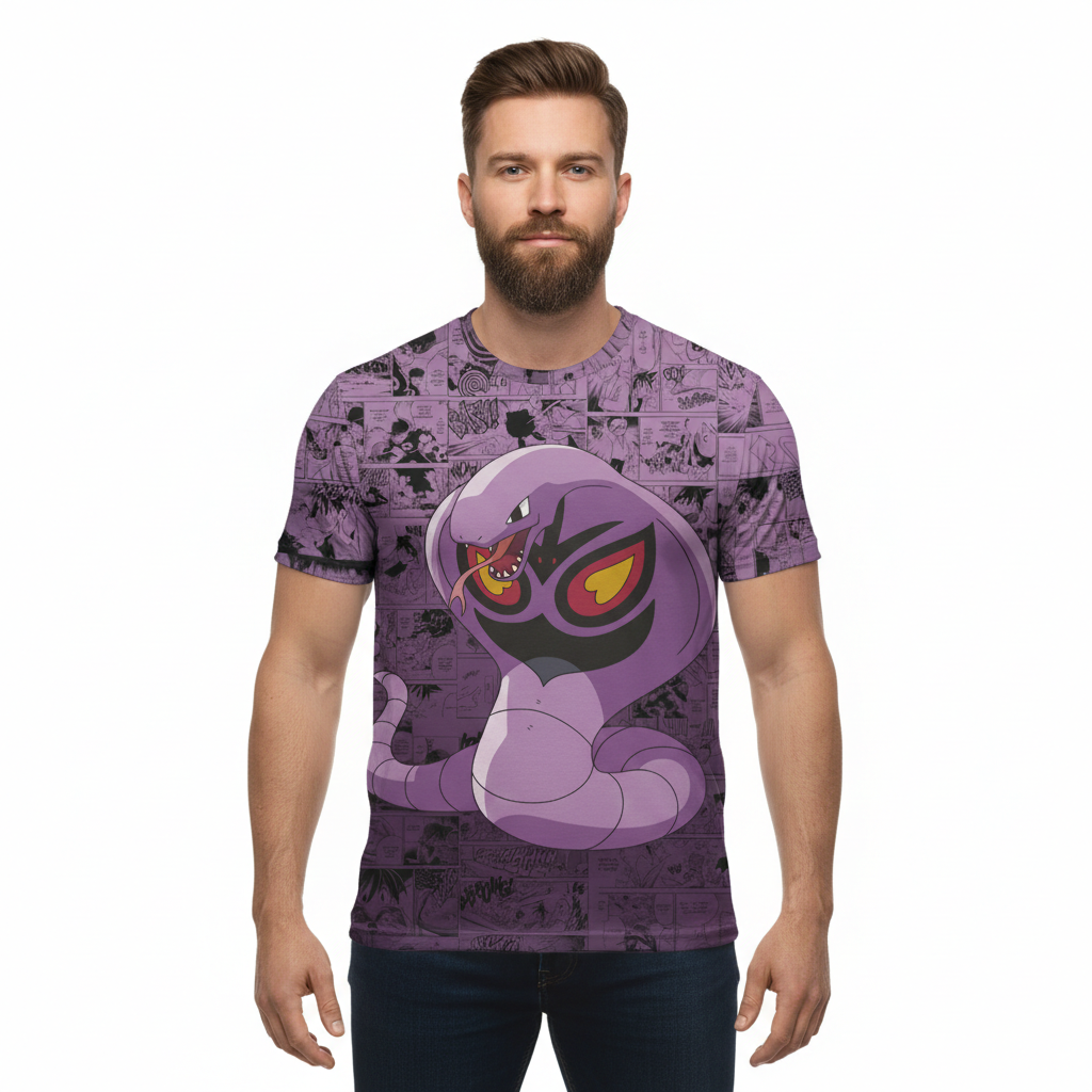 Camiseta Pokémon Arbok, Mangá Roxo Dry-Fit Premium Unissex
