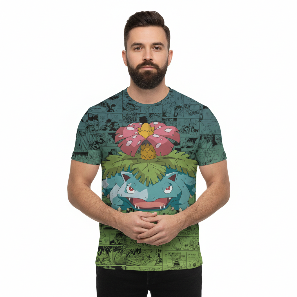 Camiseta Pokemon Venusaur Verde – Dry-Fit Premium Unissex | Swit Store