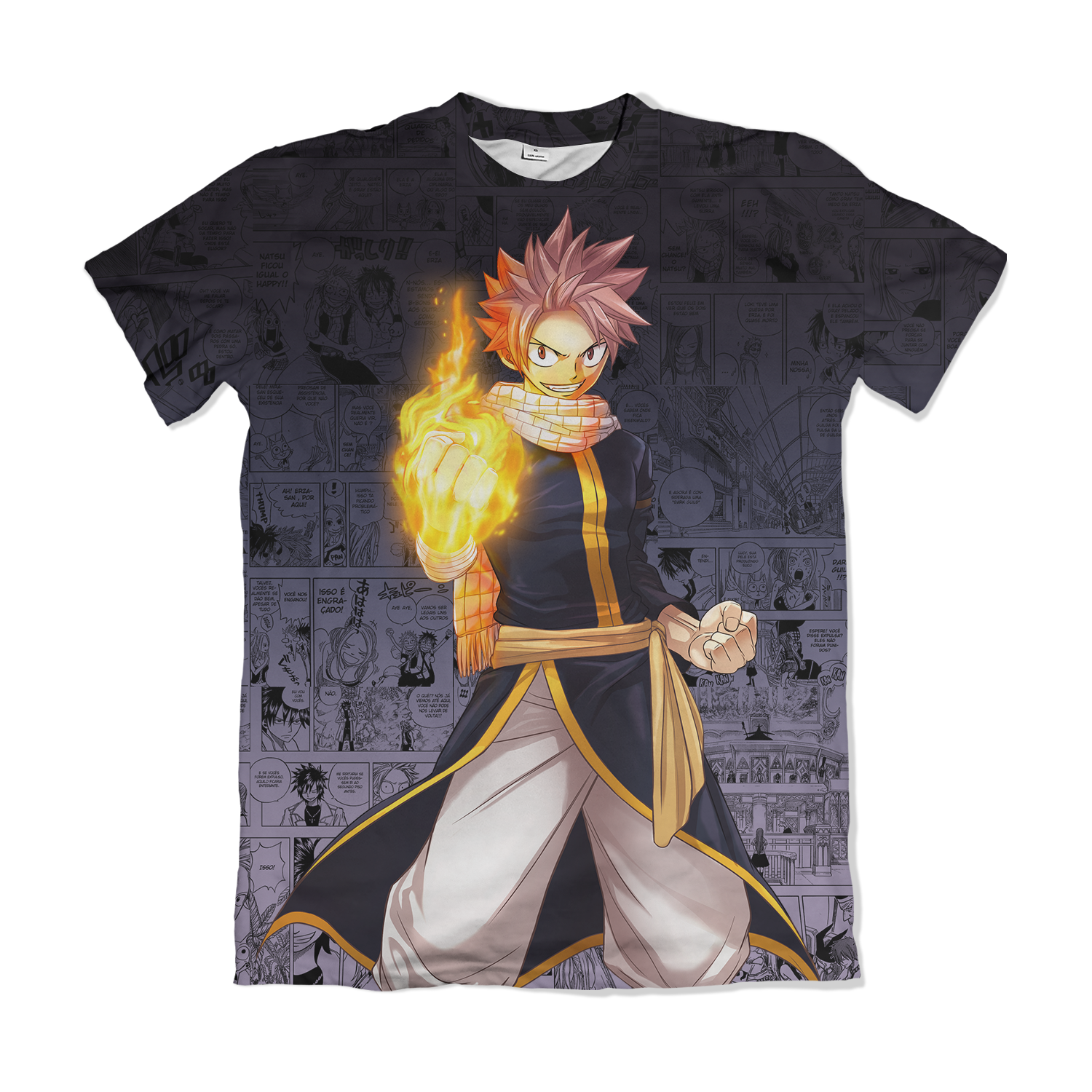 Camiseta Fairy Tail Natsu Dragneel Fogo Azul Escuro – Dry-Fit Premium Unissex | Swit Store