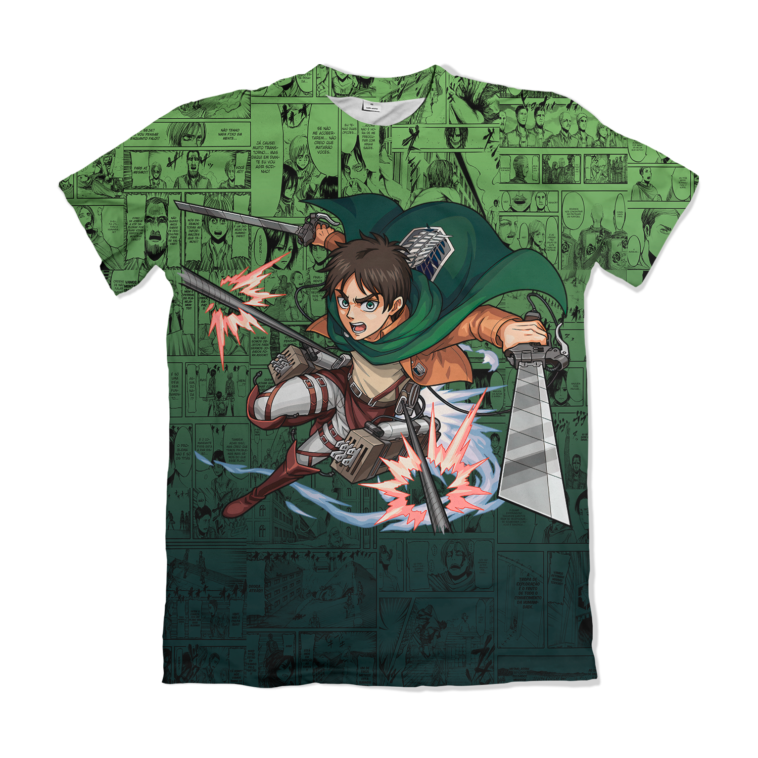Camiseta Attack On Titan Eren Yeager Verde – Dry-Fit Premium Unissex | Swit Store