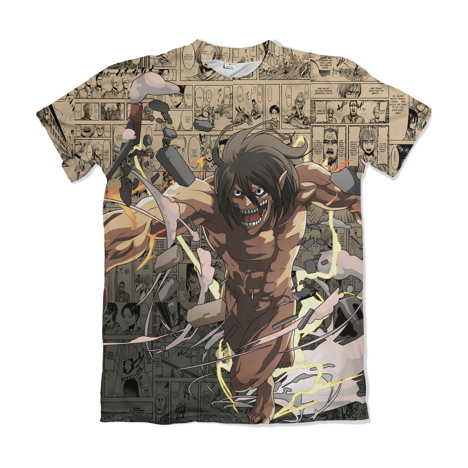Camiseta Attack On Titan Eren Yeager Tita De Ataque Soco Amarelo – Dry-Fit Premium Unissex | Swit Store