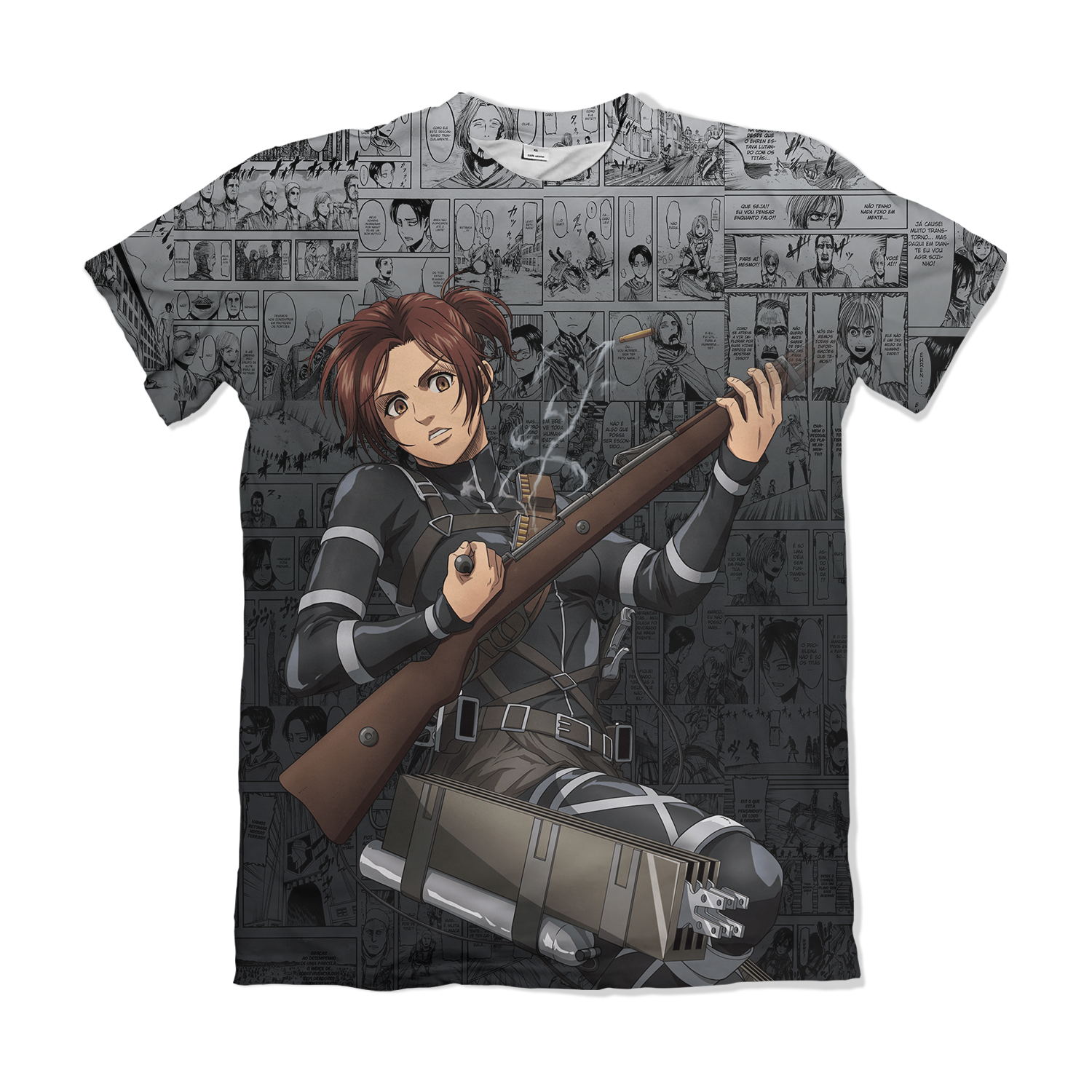 Camiseta Attack on Titan - Sasha Brawn - Preto