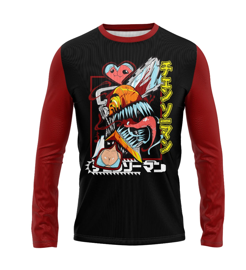 Camiseta Manga Longa Chainsaw Man Denji E Pochita – Dry-Fit Premium Unissex | Swit Store