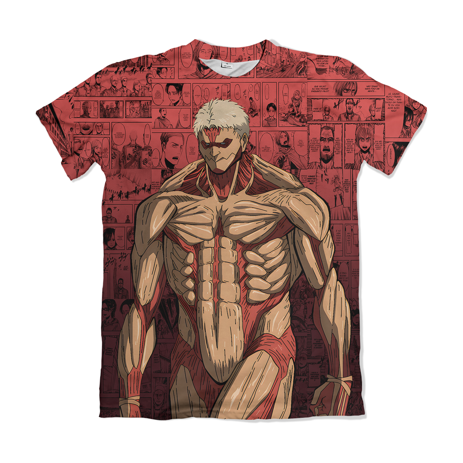 Camiseta Attack on Titan - Titã Blindado - Vermelho