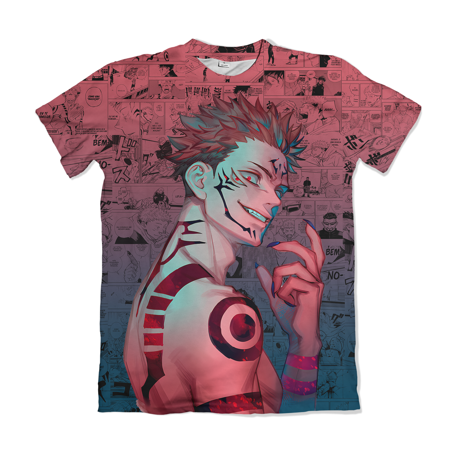 Camiseta Jujutsu Kaizen Sukuna Salmao Rosa Roxo – Dry-Fit Premium Unissex | Swit Store