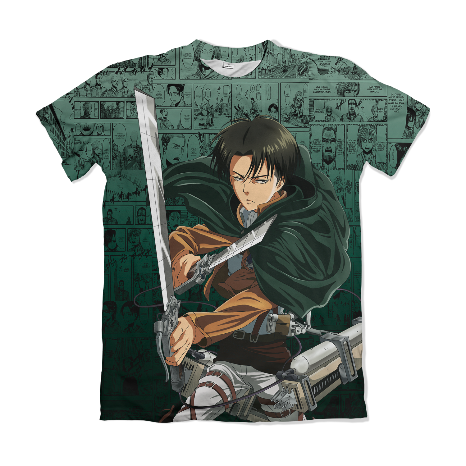 Camiseta Attack On Titan Levi Ackerman Verde – Dry-Fit Premium Unissex | Swit Store