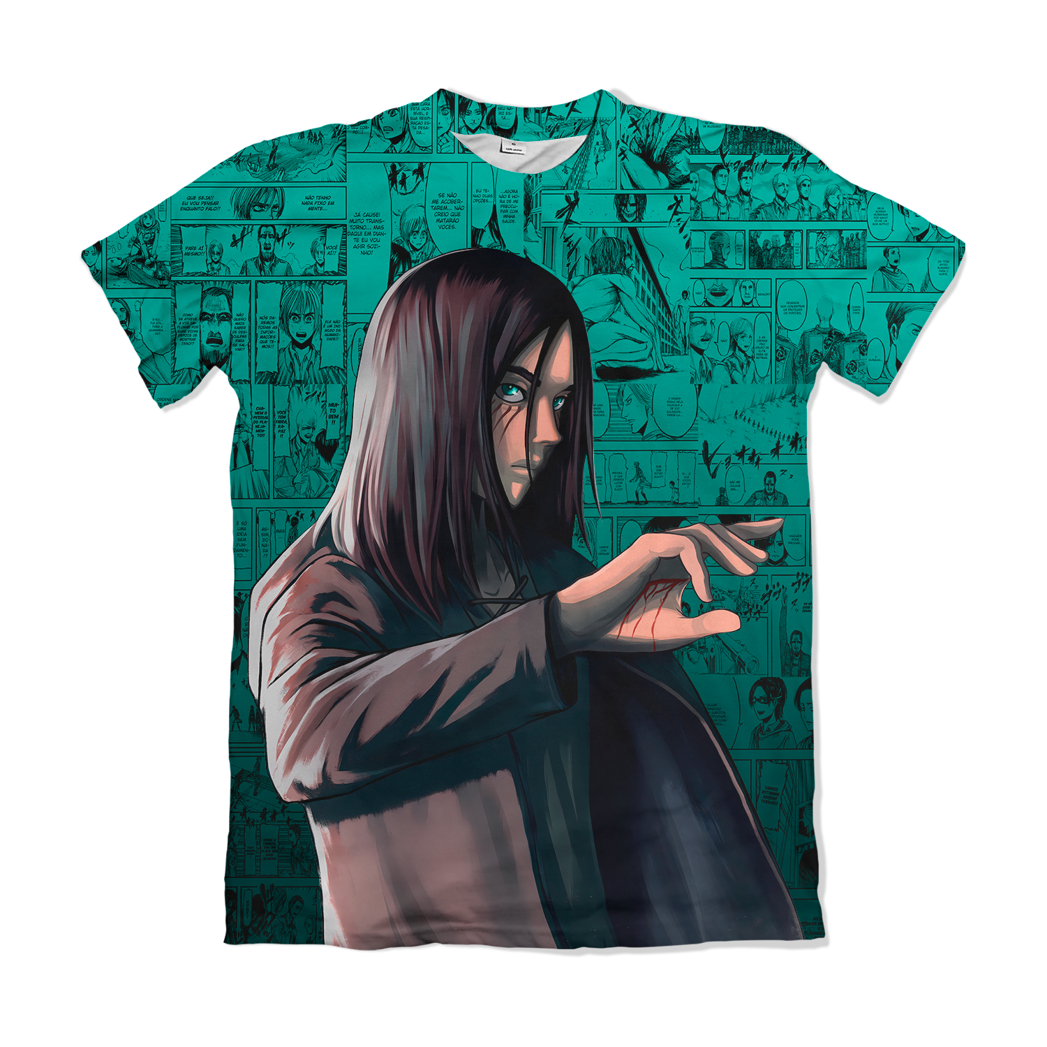 Camiseta Attack On Titan Eren Yeager Verde – Dry-Fit Premium Unissex | Swit Store