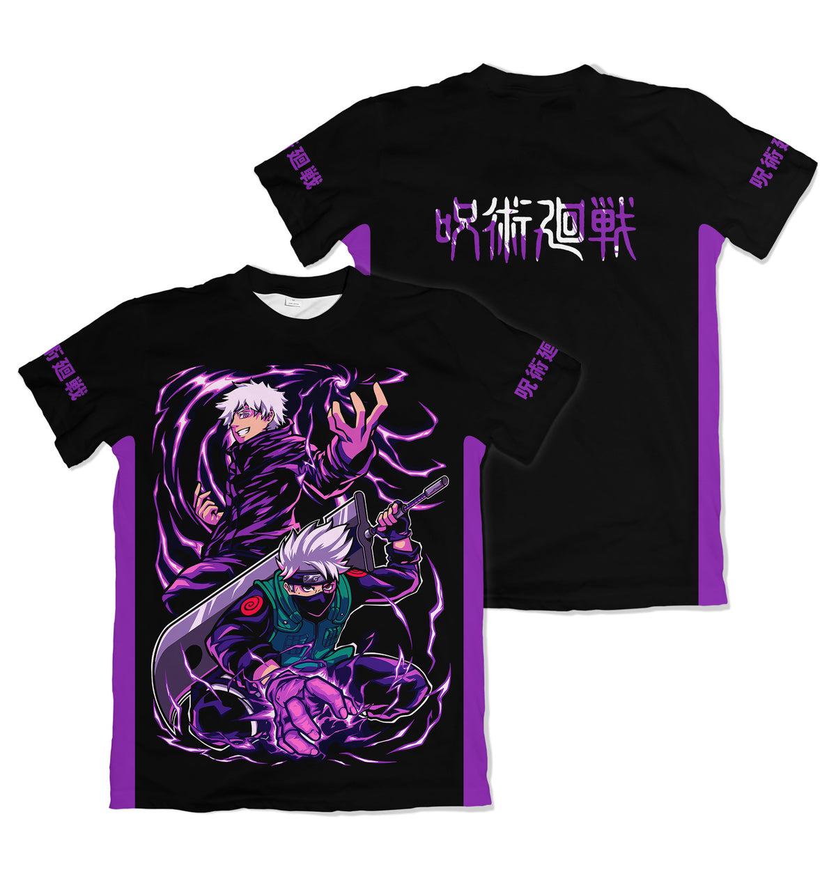 Camiseta Jujutsu Kaisen Gojou e Kakashi Dry-Fit Premium Unissex