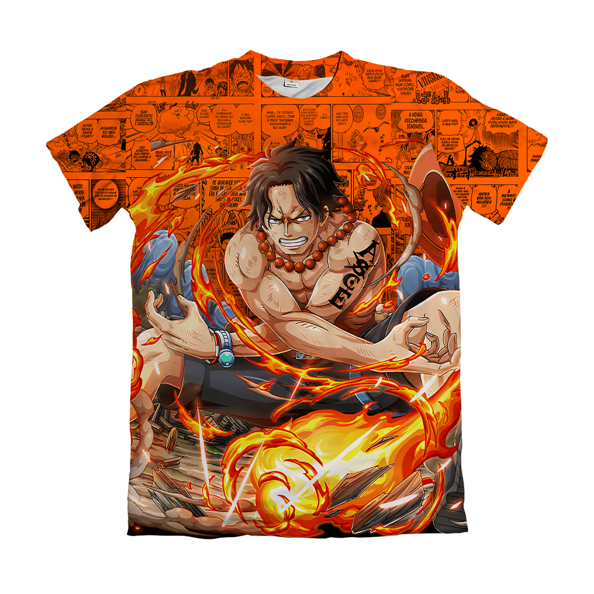 Camiseta One Piece Portgas D. Ace Fogo Dry-Fit Premium Unissex