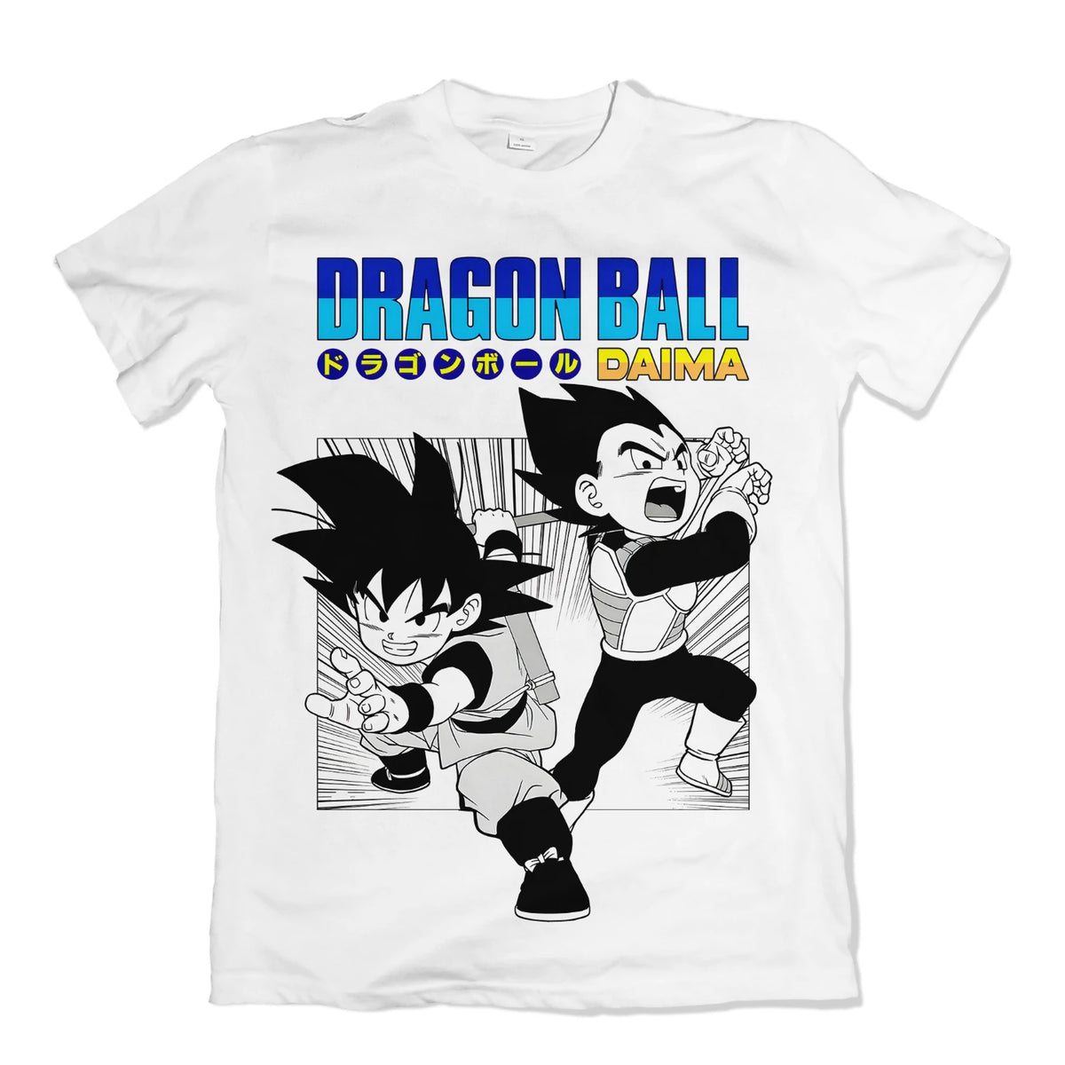 Camiseta Dragon Ball Daima Goku e Vegeta Preto e Branco