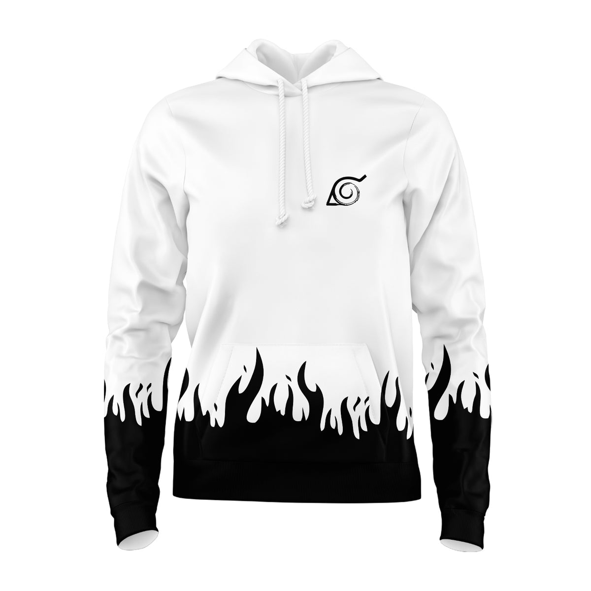 Moletom Naruto Uniforme Hokage Branco e Preto Premium Unissex