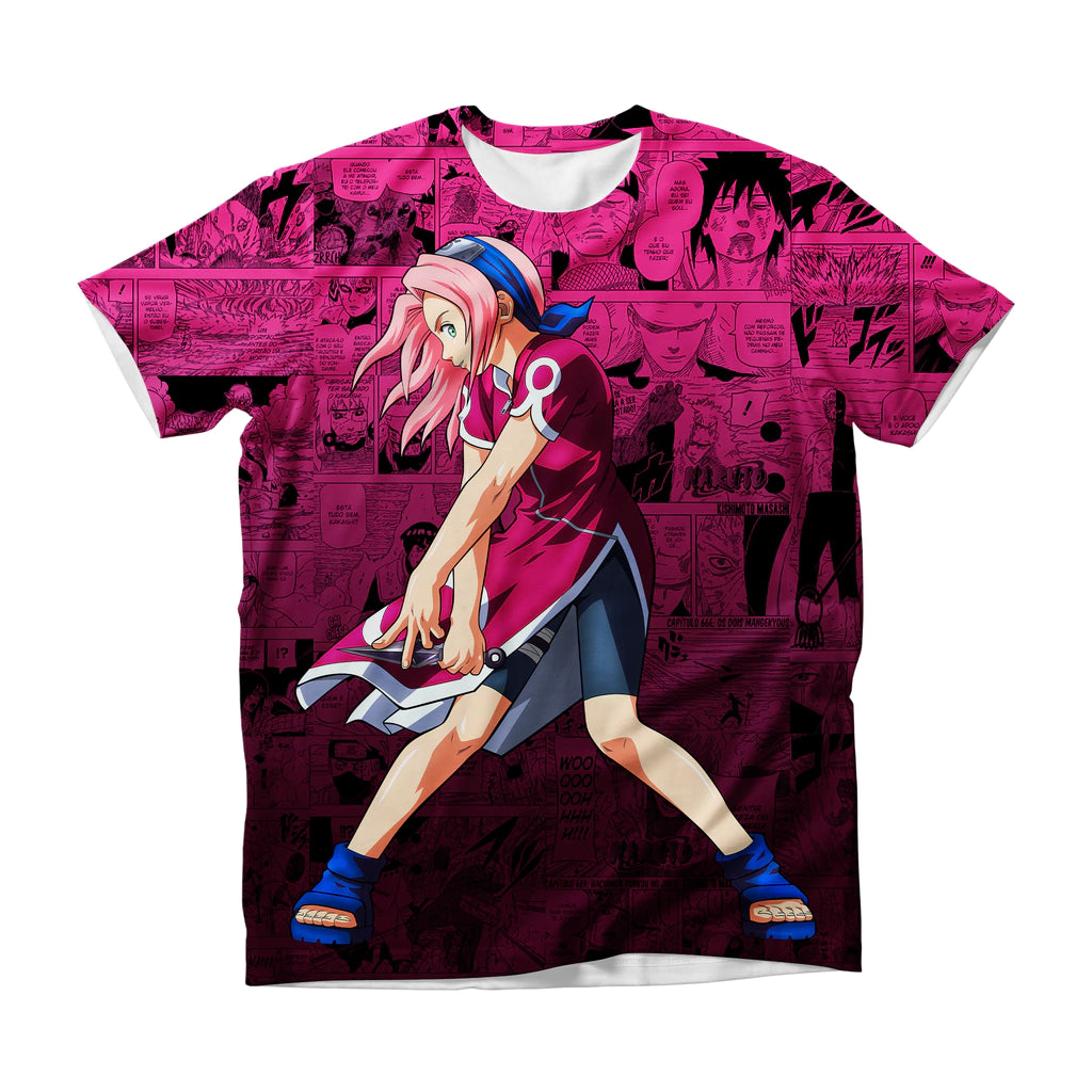 Camiseta Naruto Ninja Pink Clássica Dry-Fit Premium Unissex