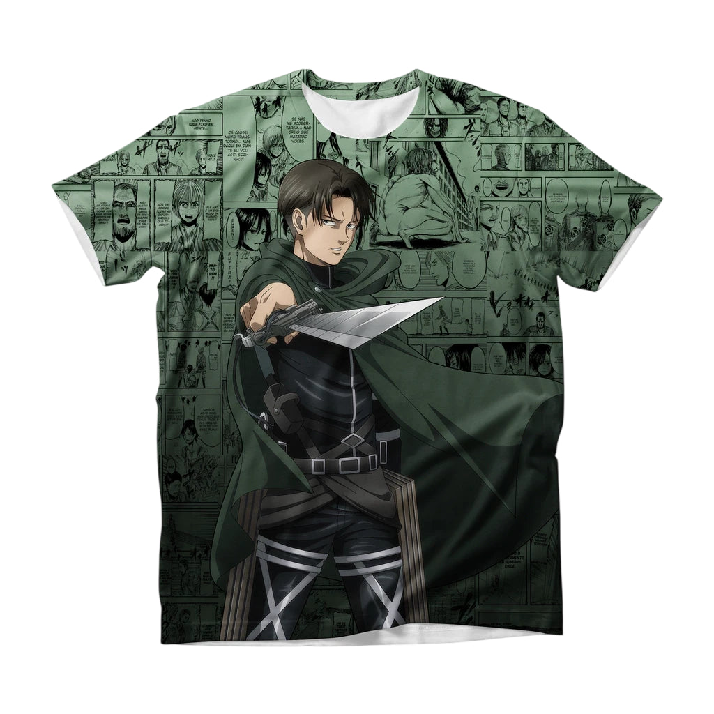 Camiseta Attack on Titan Levi Ackerman Divisão de Reconhecimento Dry-Fit Premium Unissex