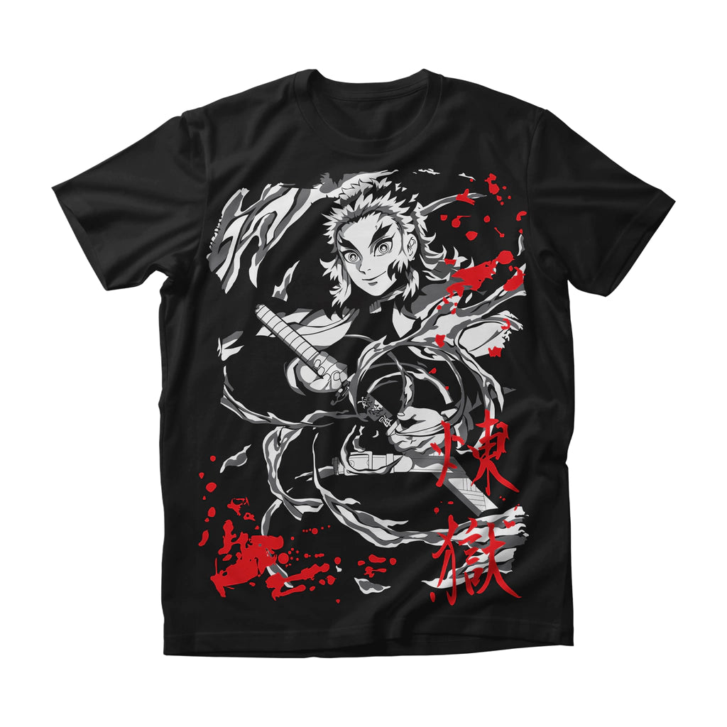 Camiseta Demon Slayer Kyojuro Rengoku Red Tones Dry-Fit Premium Unissex