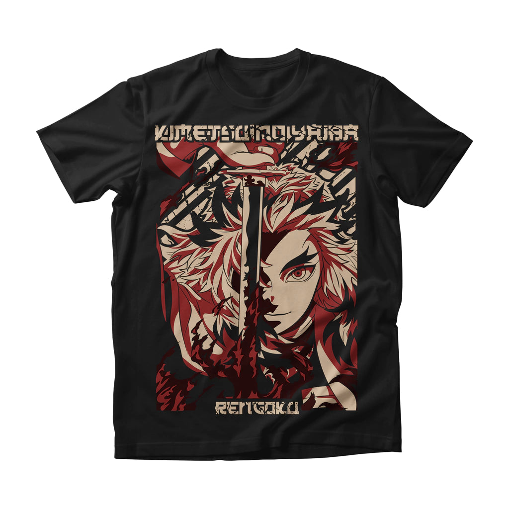 Camiseta Demon Slayer Kyojuro Rengoku Flame Katana Dry-Fit Premium Unissex