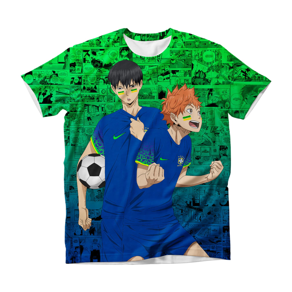 Camiseta Naruto Kageyama Tobio e Hinata Shoyo Brasil Dry-Fit Premium Unissex