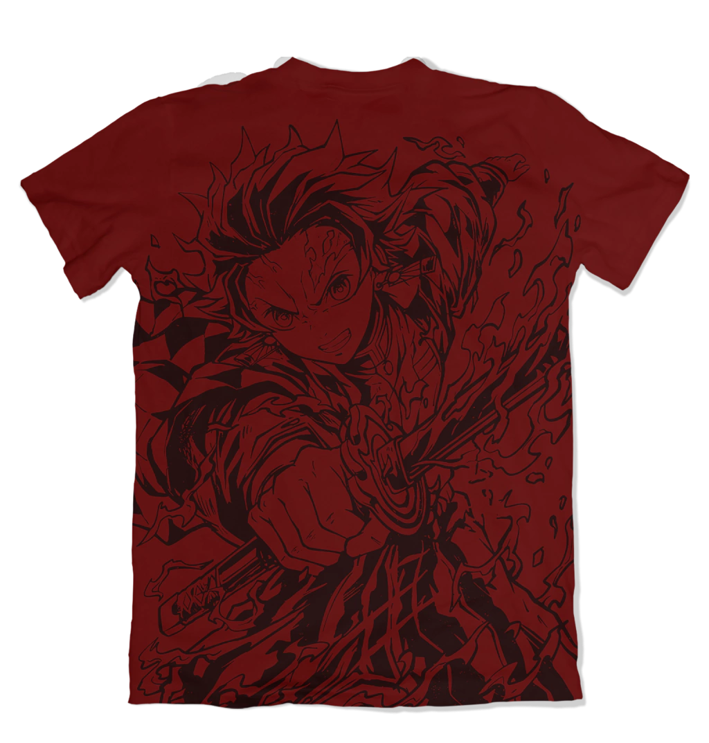 Camiseta Demon Slayer INK RED Tanjiro Dry-Fit Premium Unissex