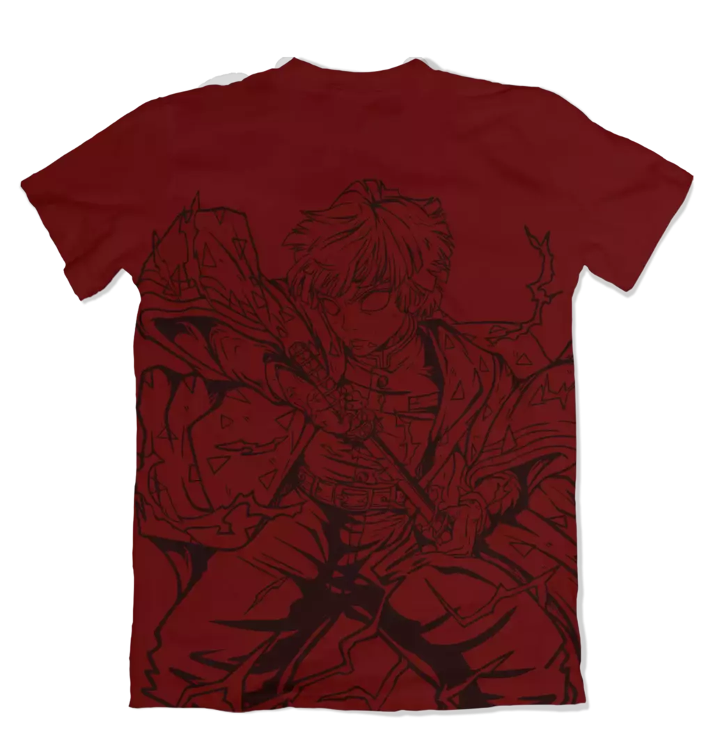 Camiseta Demon Slayer INK RED Zenitsu Agatsuma Dry-Fit Premium Unissex