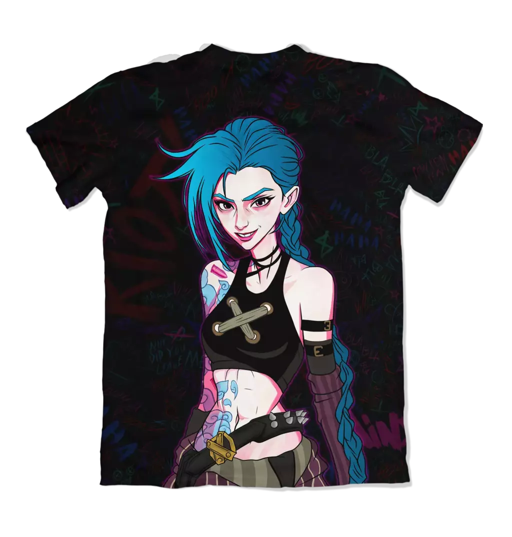 Camiseta League of Legends Jinx Costas Textura Dry-Fit Premium Unissex